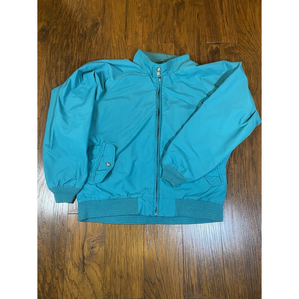 VIntage LL Bean‎ Jacket Mens Large Blue Teal Bomber Collared Plaid Flannel Lined